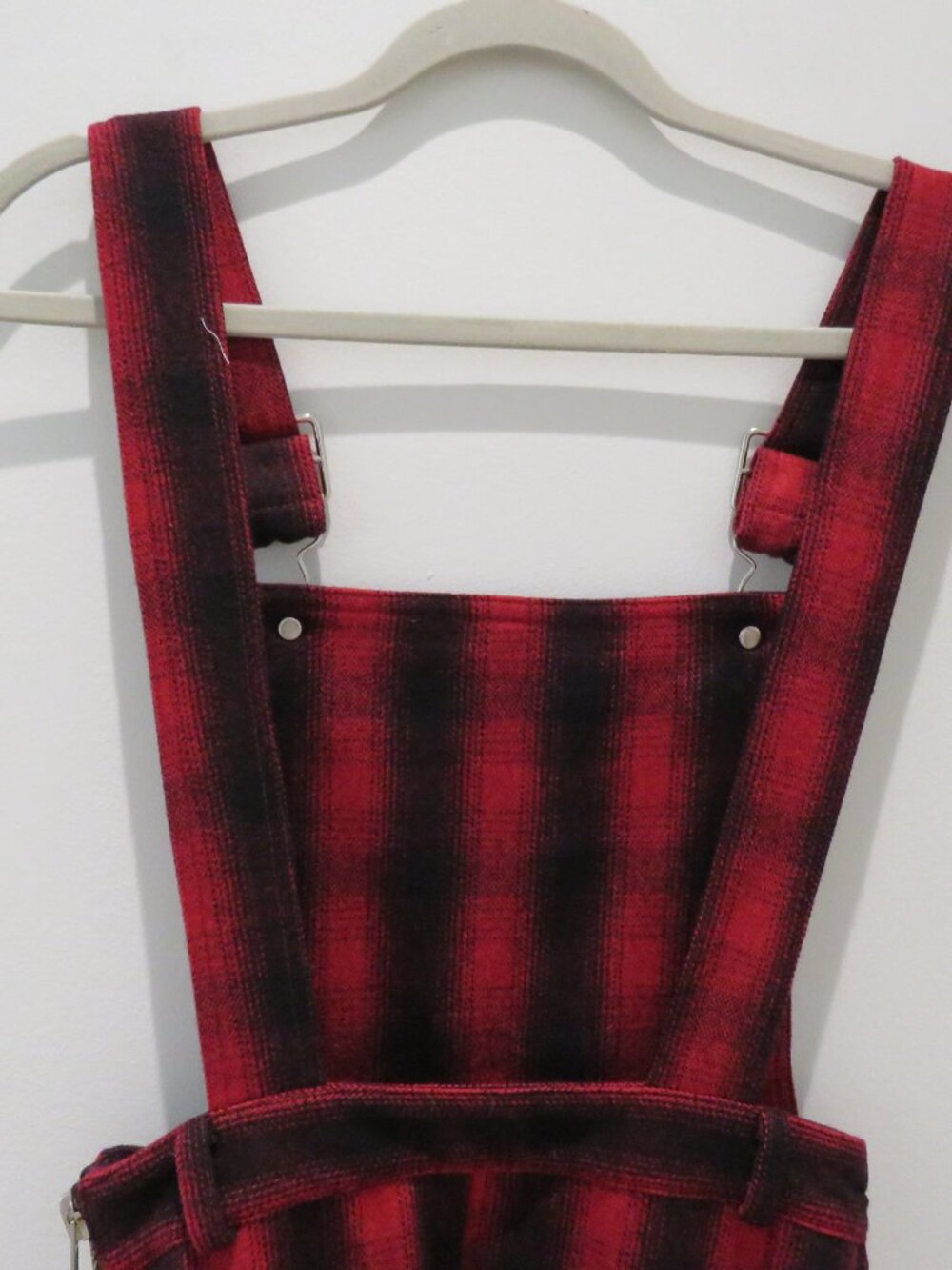 UNIF Brixton Red Plaid Wool Blend Jumper Pinafore Dress XS Punk Alt Grunge Mod - Picture 10 of 14